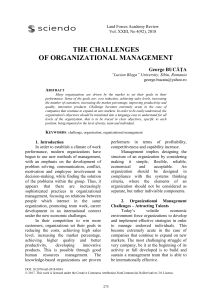 The Challenges of Organizational Management: Talent & Performance