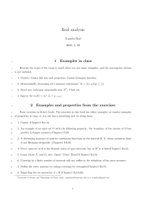 Real Analysis Examples and Properties