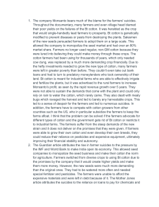 Monsanto, Bt Cotton, and Farmer Suicides in India: An Analysis