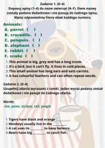 Zwierzęta i słownictwo: Ćwiczenia z języka angielskiego