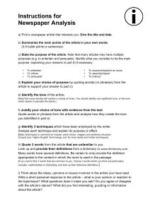 Newspaper Analysis Instructions & Example Guide for English Students