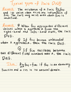Limits in Calculus: DNE Types and Elementary Functions