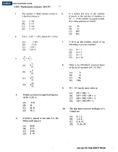 CSEC Mathematics 2014 Paper 1