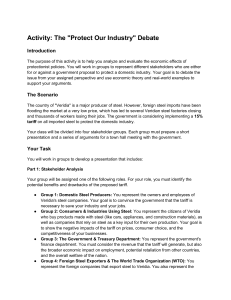 Economics Debate: Steel Tariff & Protectionism - Stakeholder Analysis Activity