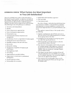 Job Satisfaction Factors: An Experiential Exercise for Workplace Analysis