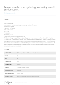 Research Methods in Psychology: Book Review & Evaluation Tools