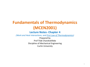 Thermodynamics Lecture Notes: Work, Heat, and First Law