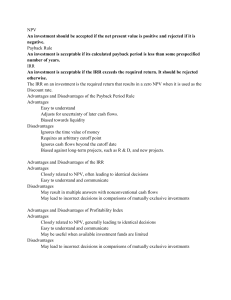 NPV, Payback, IRR: Investment Decision Rules Summary
