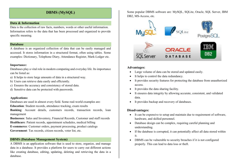 DBMS & MySQL: Database Management Systems Explained