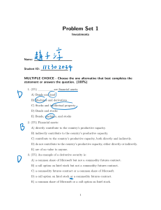 Investments Problem Set: Financial Assets & Portfolio Construction