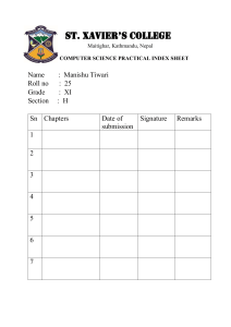 St. Xavier's College Computer Science Practical Index Sheet - MS Word