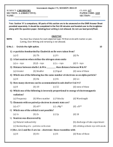11th Grade Chemistry Assessment: Atomic Structure & Radiation
