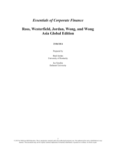 Essentials of Corporate Finance: Instructor's Manual