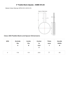 4" Paddle Blank (Spade) Dimensions - ASME B16.48 Carbon Steel