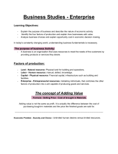 Business Studies: Enterprise - Key Concepts & Factors