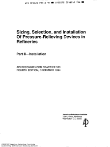 API RP 520 Part II: Pressure Relief Device Installation in Refineries