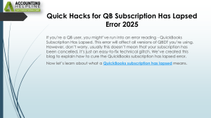 Fix QuickBooks Subscription Lapsed Error: Quick Hacks & Solutions
