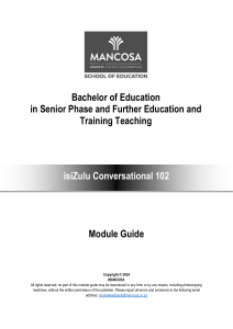 isiZulu Conversational 102 Module Guide | MANCOSA Bachelor of Education