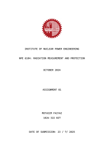 Radiation Measurement & Protection: Nuclear Engineering Assignment 01