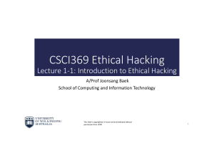 Ethical Hacking Introduction: CSCI369 Lecture 1-1 | UOW Cybersecurity