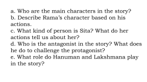 Ramayana Study Questions: Characters, Plot, Setting & Themes