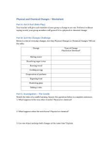 Physical and Chemical Changes Worksheet: Science Activities