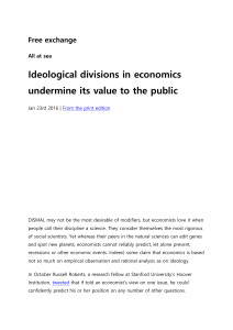 Economics: Ideological Divisions, Scientific Rigor, and Public Value