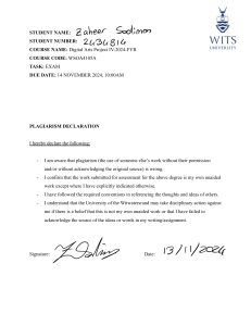 Digital Arts Exam Paper - WSOA4105A