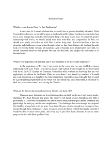 Reflection Paper: Lessons from Fr. Leo Patalinghug & Faith Journey