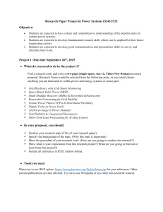 Power Systems Research Project Proposal: AI & Smart Grids