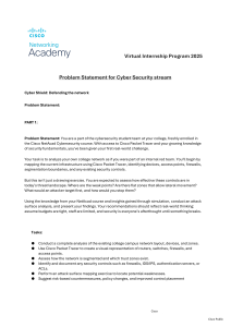 Cisco Virtual Internship 2025: Cyber Security Problem Statement