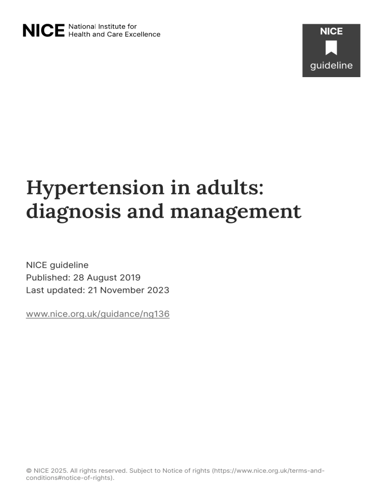 NICE Guideline: Hypertension in Adults - Diagnosis & Management (NG136)