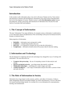 Information in the Modern World: Role, Technology, and Future Trends