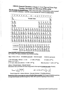 General Chemistry 1 Exam 3 Notes & Periodic Table (CH115)