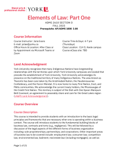 ADMS 2610 Elements of Law: Part One - York University Fall 2025
