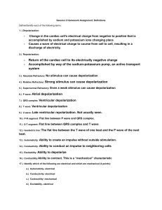 Cardiac Electrophysiology Definitions Homework Assignment