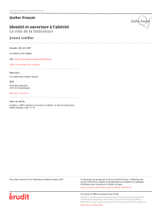 Identit&eacute; et ouverture &agrave; l'alt&eacute;rit&eacute; Le role de la literature