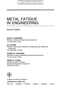 Metal Fatigue in Engineering: Design, Analysis & Life Prediction