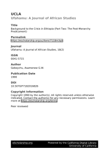 Ethiopia Crisis: Post-Monarchy Predicament | Ufahamu Journal 1990