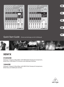 Guide de d&eacute;marrage rapide Behringer XENYX X1204USB/1204USB Table de mixage