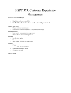 HSPT 375: Customer Experience Management Syllabus