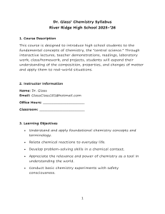 High School Chemistry Syllabus - River Ridge High School