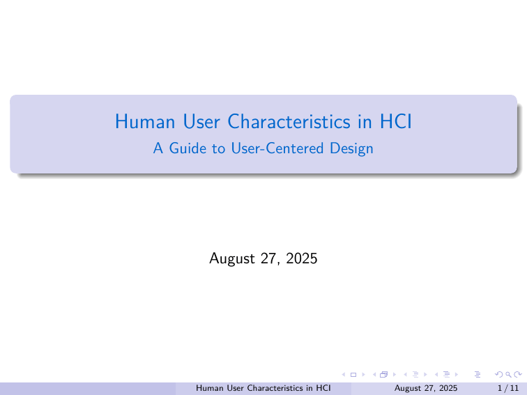 Human User Characteristics in HCI: User-Centered Design