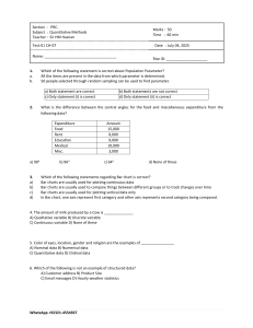 Quantitative Methods Test - Chapter 7