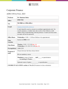 Corporate Finance Course Outline - Fall 2025