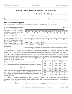 Physics Measurements & Error Analysis Prelab Assignment