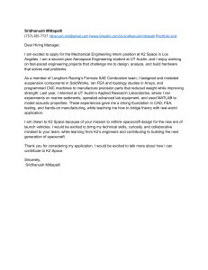 Mechanical Engineering Intern Cover Letter - K2 Space