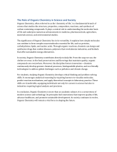 Organic Chemistry: Role in Science & Society