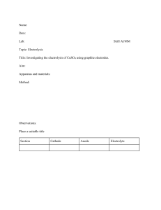 Electrolysis of CuSO4 Lab Report