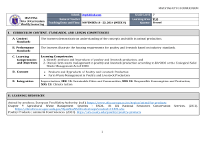 TLE Grade 7: Poultry & Livestock Lesson Log - Waste Management